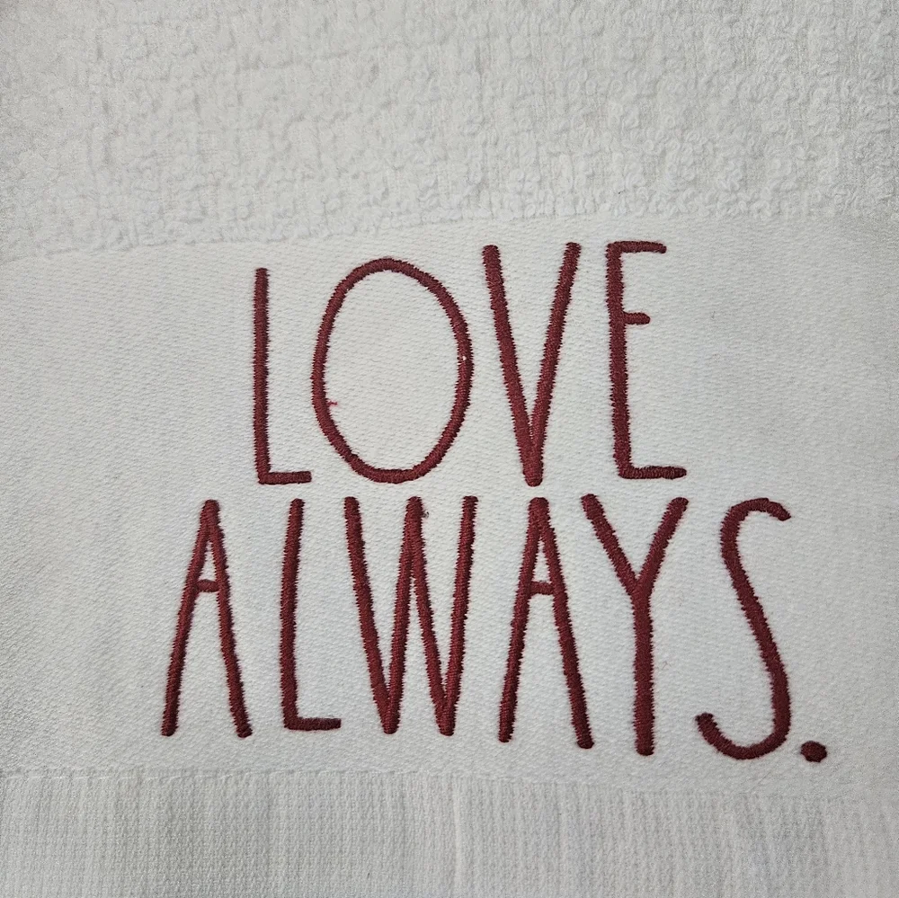 Rae Dunn Love Always Red and White Towel Set